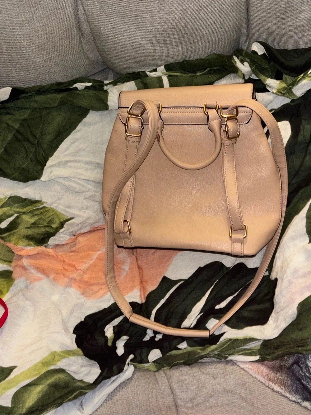 Tan Beige Convertible Backpack Shoulder Bag Purse – Brand Unknown